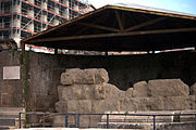 L'hémicycle muré en avant du temple.