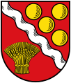 … oben nach der Figur begleitet von vier (3 : 1) goldenen Kugeln (Samtgemeinde Emlichheim)