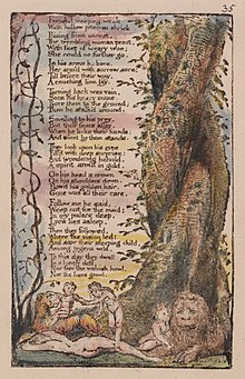 William Blake, The Little Girl Found, from Songs of Innocence and Experience, 1794 William Blake - Songs of Innocence and of Experience, Plate 35, "The Little Girl Found" (Bentley 36) - Google Art Project (cropped).jpg