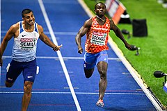 Adam Gemili (Fünfter) und Solomon Bockarie (Achter) im Ziel des 200-Meter-Finales