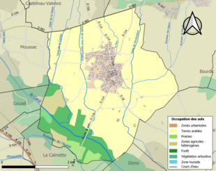 Carte en couleurs présentant l'occupation des sols.