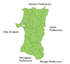 Akita prefekturasının xəritəsi