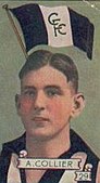 1934 Allen's League Footballers trading card featuring Collingwood player Albert Collier.
