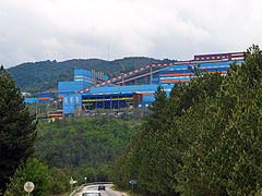 Partial view of Asarel Medet copper mine.