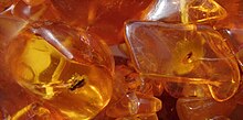 The mosquito and the fly in this Baltic amber necklace are between 40 and 60 million years old. Baltic Amber necklace with insects inclusions.jpg