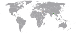 Карта с указанием местоположения Бангладеш и Иордании