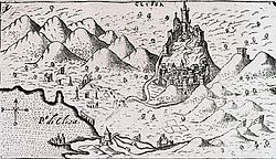 A dalmáciai Klissza vára egy 1571-es ábrázoláson