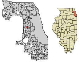 Расположение Бродвью в округе Кук, штат Иллинойс.