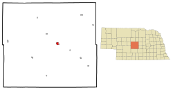 Location within شهرستان کاستر، نبراسکا (left) and نبراسکا (right)