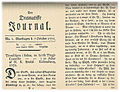 Den Dramatiske Journal, 7. oktober 1771. Teaterblad udgivet af Peder Rosenstand-Goiske.