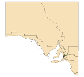Карта Аделаиды, Южная Австралия, с выделенным избирательным округом Мориальта