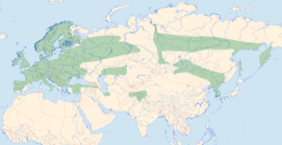 Az eurázsiai elterjedési területe