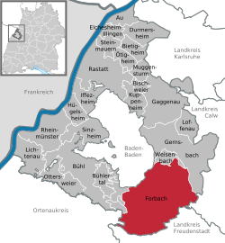 Elhelyezkedése Baden-Württemberg térképén