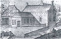 Stins Friesburg in Nijeholtpade Prent door Jacobus Stellingwerff (1722)