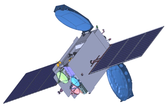 Schéma du satellite de télécommunications GSAT-17 en position déployée