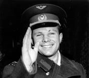 Yuri Gagarin, the first person in space and in orbit. Gagarin in Sweden-2.jpg