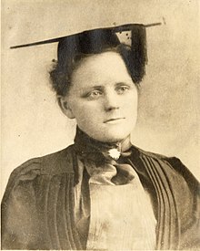 Blanche Colton Williams wearing cap and gown, from a 1898 yearbook of the II&C