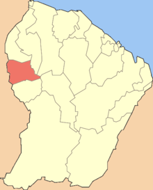 Location of the commune (in red) within French Guiana