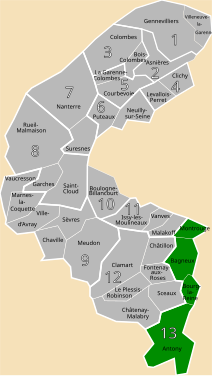 La treizième circonscription en 1967.