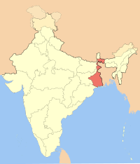 The red area on this map is the Indian State of West Bengal.