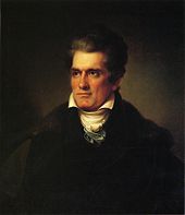 Ein John C. Calhoun mittleren Alters in schwarzem Anzug und einem weißen Halstuch.