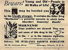 Anti-cannabis propaganda from 1935 Killerdrug.jpg