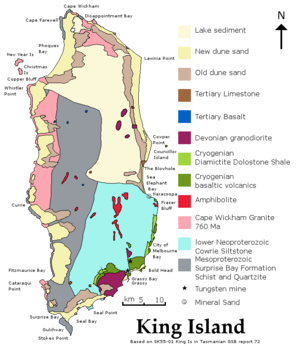 English: Map of surface geology of King Island...