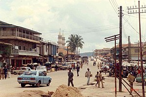 Koidu, Sierra Leone. The main road through the...