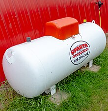 Liquefied petroleum gas tank on a rural farm Liquefied petroleum gas tank.jpg