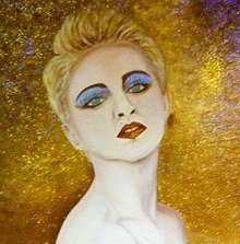 An oil painting of Madonna. For authors like academic Camille Paglia, she has become a historical figure. Madonna Louise Veronica Ciccone by Joe Sioufi.jpg