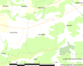 Mapa obce Coutens