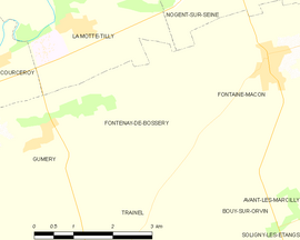 Mapa obce Fontenay-de-Bossery