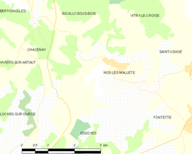 Mapa obce Noë-les-Mallets