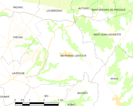 Mapa obce Mayrinhac-Lentour