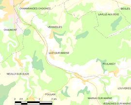 Mapa obce Luzy-sur-Marne