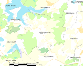 Mapa obce Assenoncourt