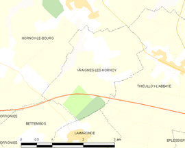 Mapa obce Vraignes-lès-Hornoy