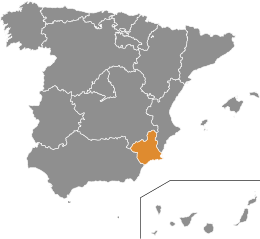 Localisacion de la comunôtât ôtonoma de la règ·ion de Murcie en Èspagne
