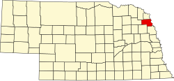 map of Nebraska highlighting Thurston County