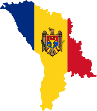 Mapa Moldavska s moldavskou vlajkou