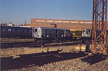 Car 7203, rebuilt for use in the film Money Train and numbered 51050 NYCS fake money train.jpg