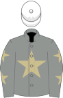 Grey, beige star, grey sleeves, beige stars, WHITE cap