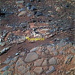 "Esperance" rock on Mars - viewed by the Opportunity Rover (February 23, 2013). PIA17074-MarsOpportunityRover-EsperanceRock-20130223-fig1.jpg