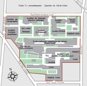 Plan du « petit campus Curie ».