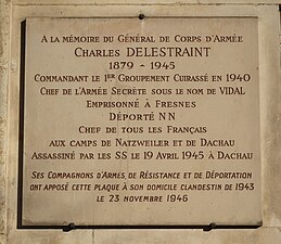 Plaque en hommage à Charles Delestraint au no 35.