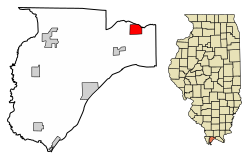 Location of Karnak in Pulaski County, Illinois.