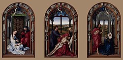 Rogier van der Weyden, Retábulo de Miraflores, óleo sobre painel, 38,7 cm × 30,3 cm, Gemäldegalerie, Berlim