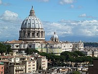 Despite its size and historic importance, St. Peter's Basilica is not officially a cathedral. Saint Peter's Basilica in views of OFM General Curia.jpg