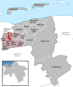 Poziția Schweindorf pe harta districtului Wittmund