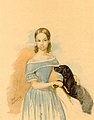 Портрет дівчини з собакою. 1838. Акварель
